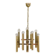 Italian brass chandelier 12 spot pendant lamp by Gaetano Sciolari, 1970s