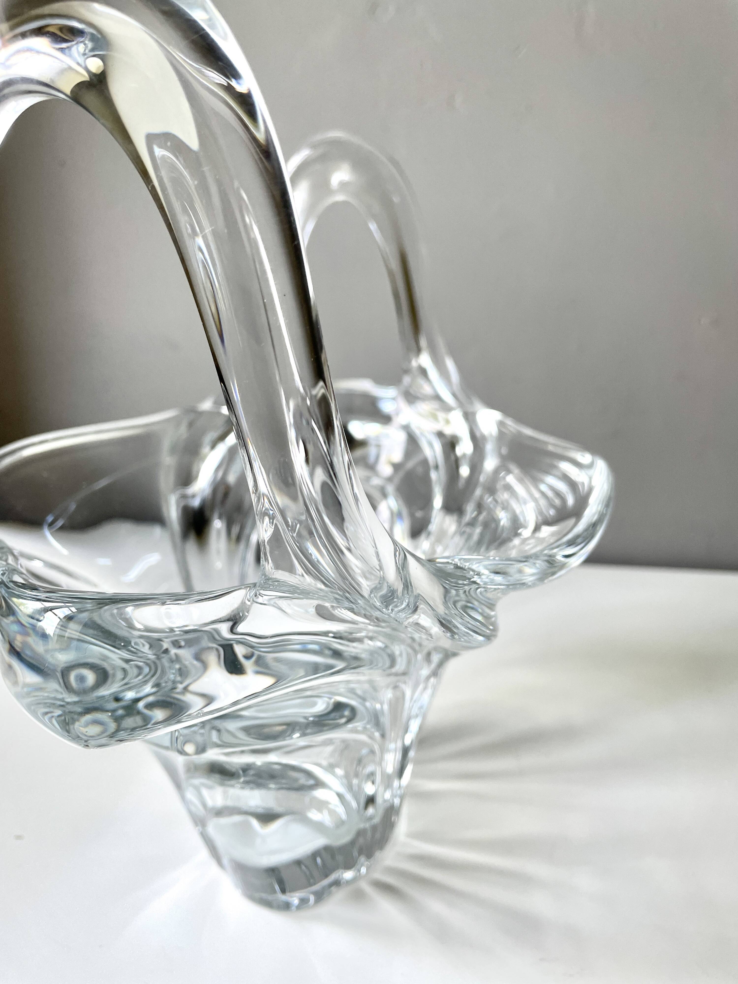 Large basket or fruit bowl in crystal Art Vannes France
