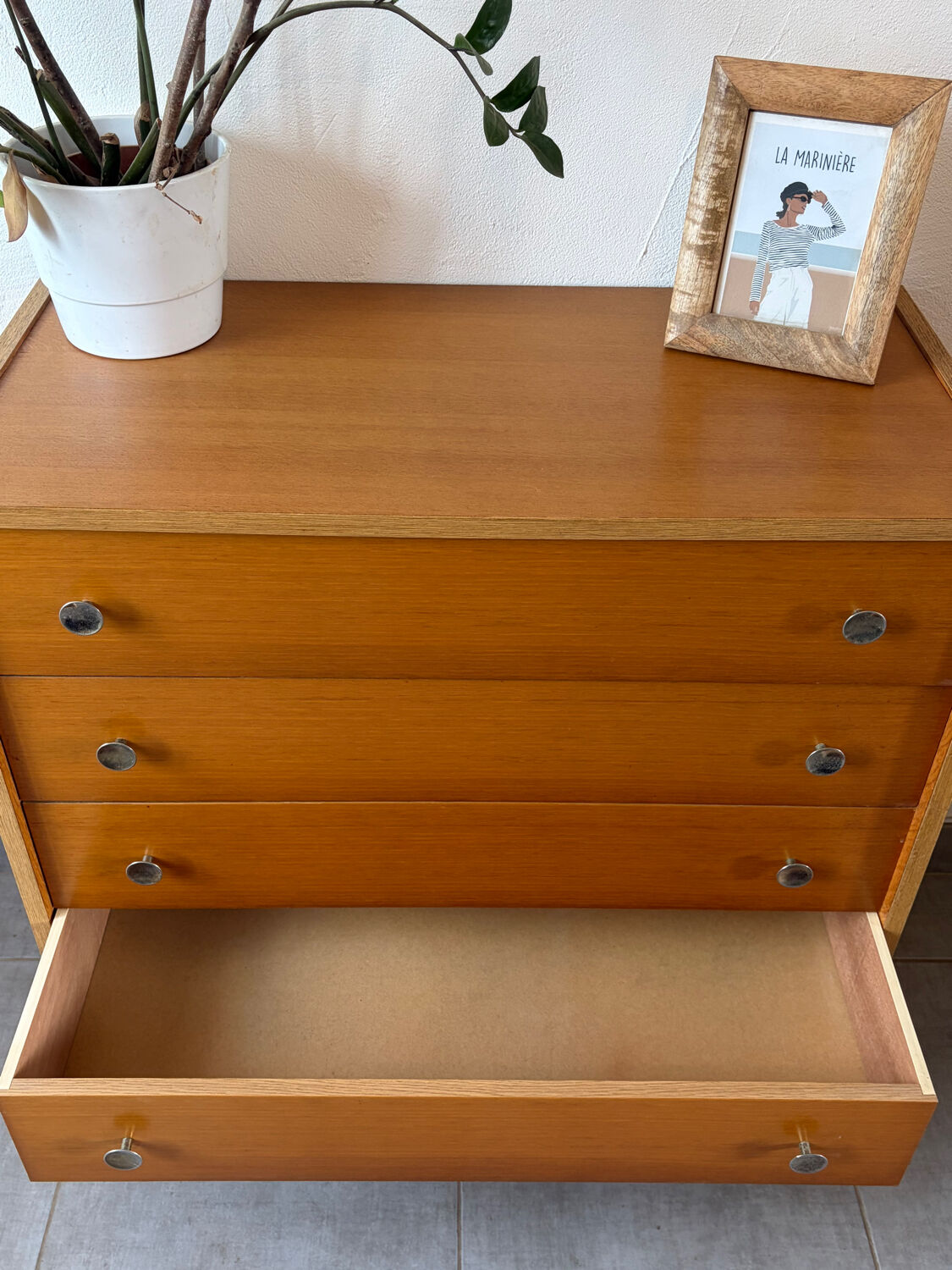 Vintage oak commode from the 1960s.