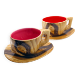Set of 2 XL imitation wood cups Grandjean Jourdan Vallauris