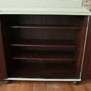 Large green display cabinet with sliding doors – two-part buffet, 219 cm