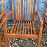 Stackable chair-armchair in solid teak with cushion by Vlaemynck