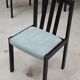 Set of 4 modernist black chairs with light blue ribbed fabric
