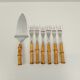 Set of 7 cutlery with bamboo sleeve dessert