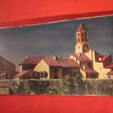 French vintage oil painting on canvas, signed A. Lahour, 1964