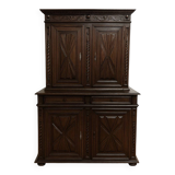 Four-panel buffet from the Louis XIII period in solid walnut.