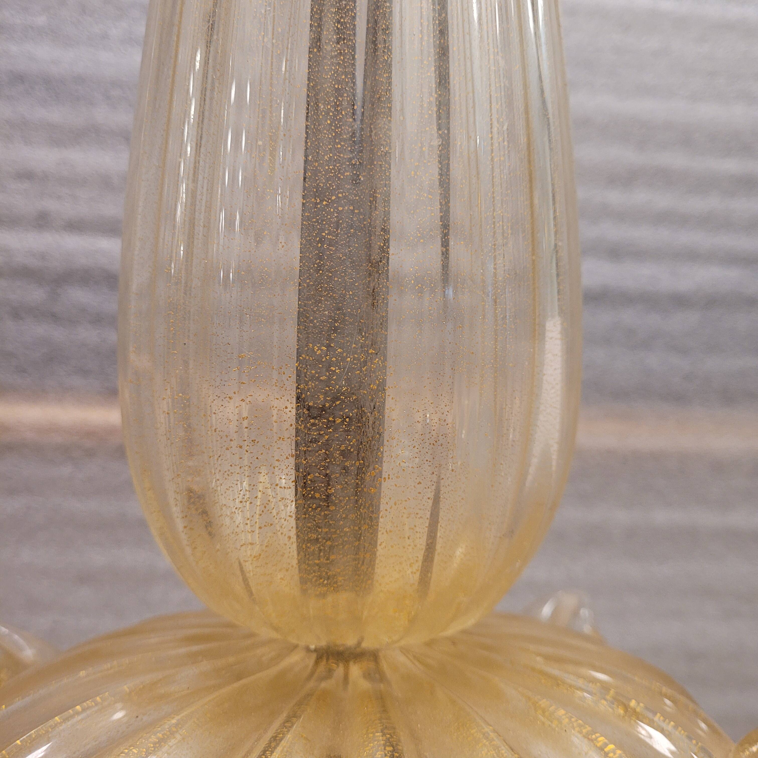 Magpie lamp, Murano crystal and gold powder, Barovier & Toso, 50's