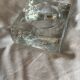Scandinavian brutalist glass ashtray, minimalist design, 70s