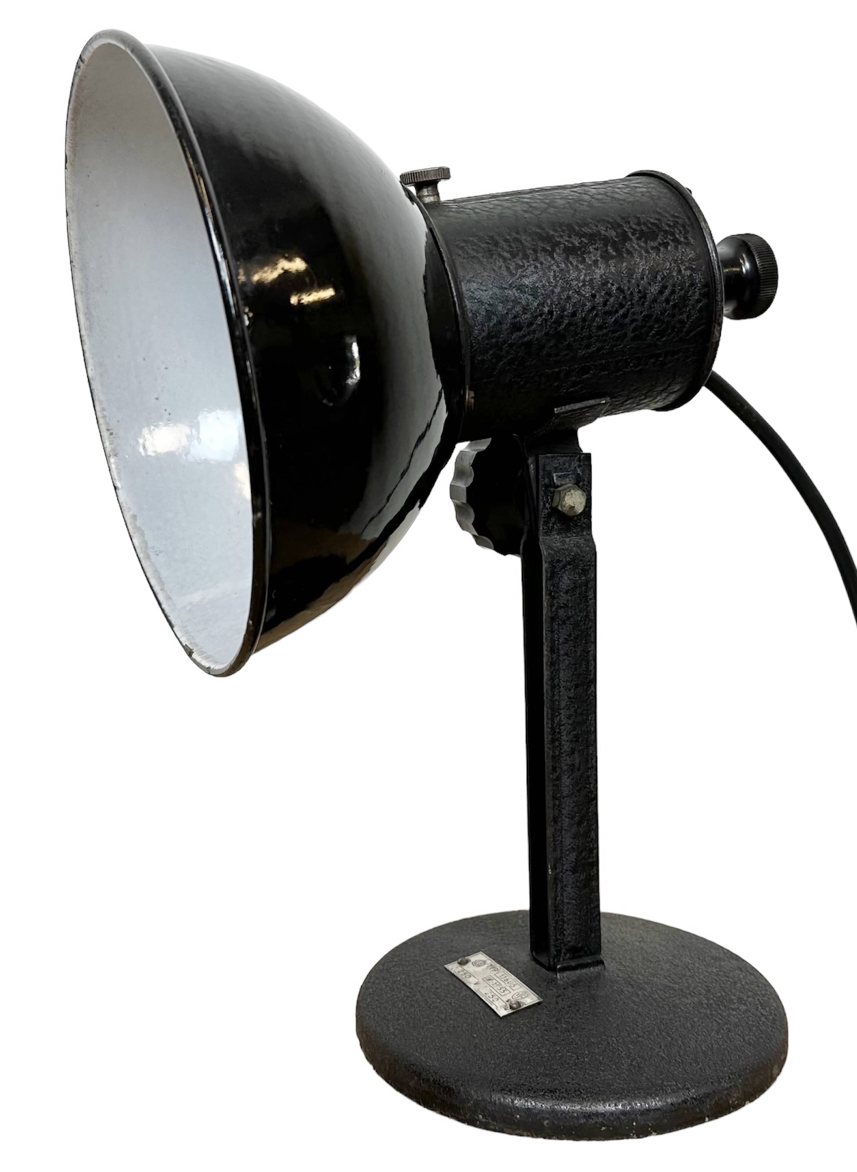 Vintage black enamel table photo lamp, 1950s