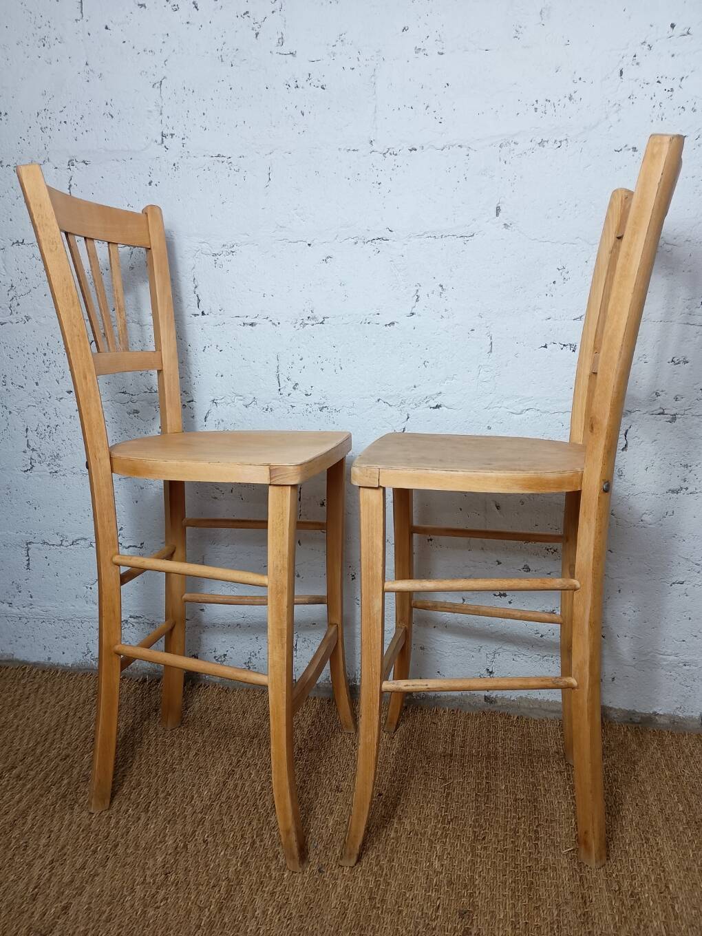 Paire de chaises bistrot hautes années 50