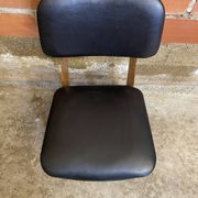 Vintage Scandinavian Chair Beech + Black Skai Seat & Back 60s