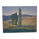 Old painting, landscape Monts du Lyonnais dated 1948 and signed