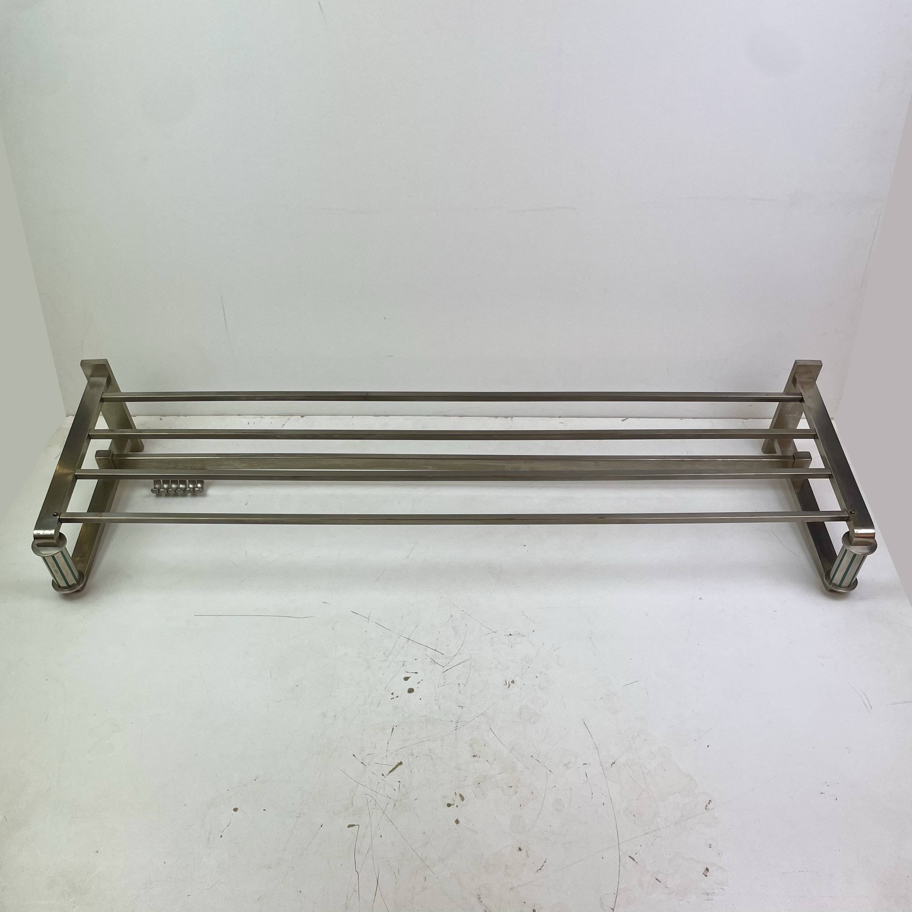 Art Deco coat rack in the style of a train carriage, 1930s.