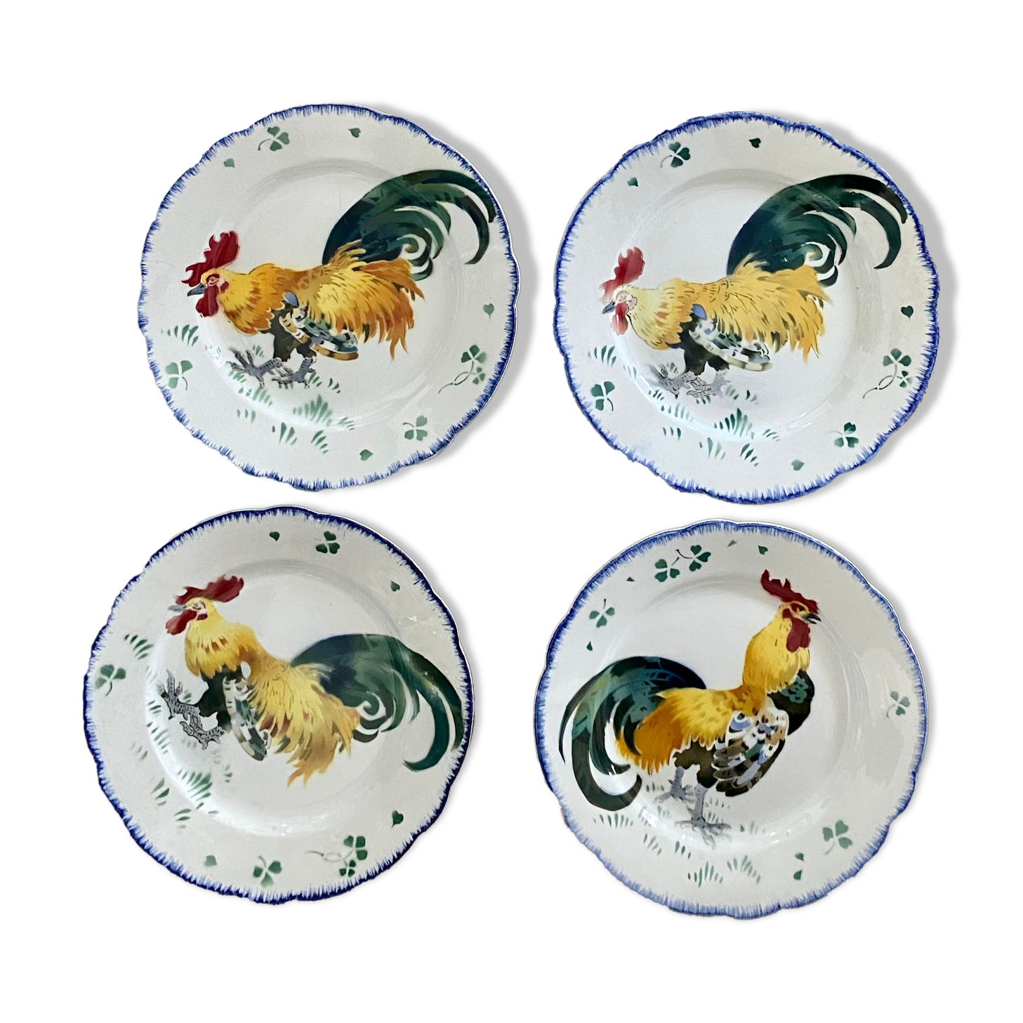 Assiettes plates modèle les coqs manufacture de luneville