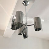 Chandelier in chromed metal and vintage stainless steel