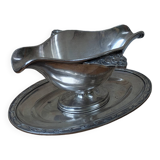Old sauce boat on fixed frame in silver metal M & Co
