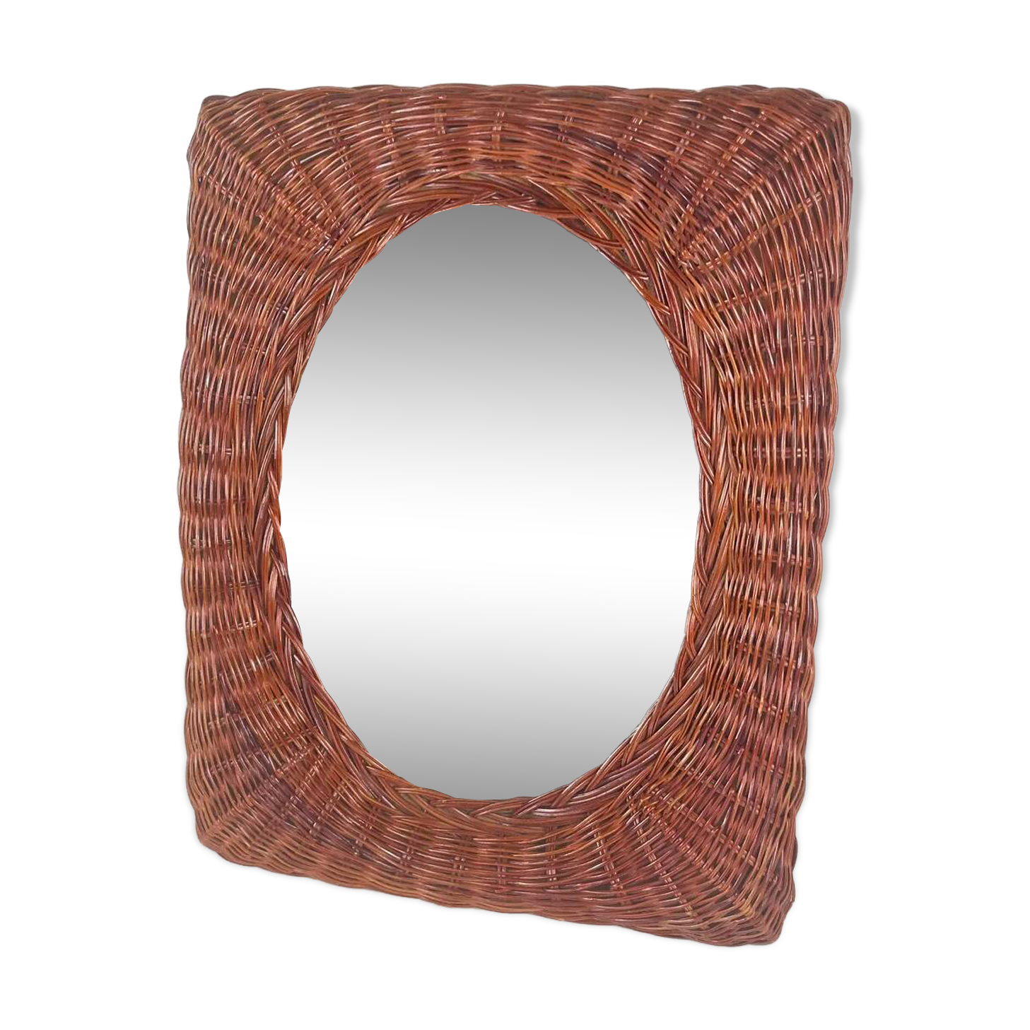 Petit miroir en osier tressé, 1960