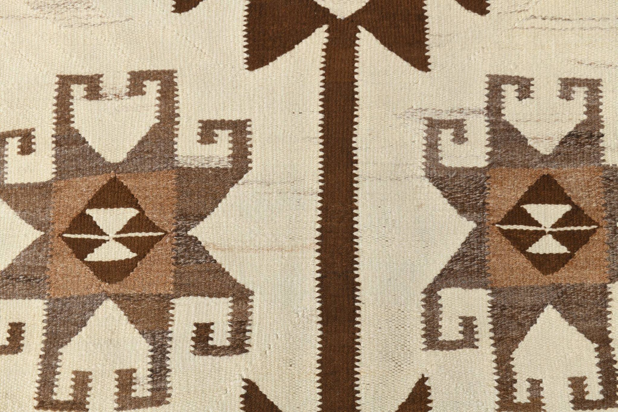 Tapis de couloir Kilim beige et marron 3x12, tapis turc délavé, 95x373 cm
