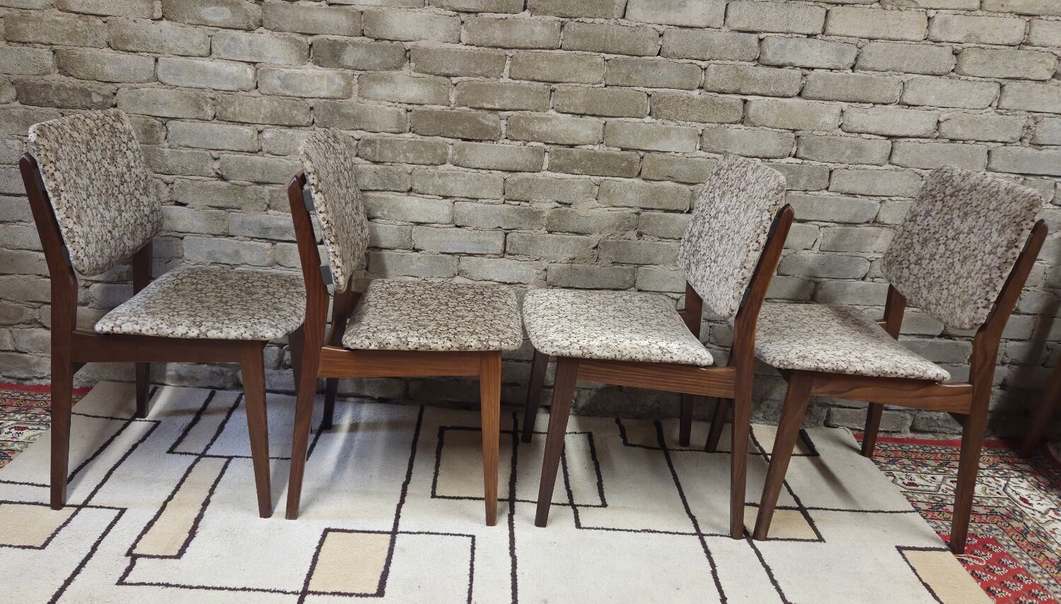Set of 4 vintage Scandinavian teak chairs from the 1960s.