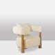 Pair of “bean” shaped armchairs, in blond beech. Contemporary work.