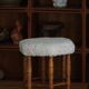 Modern Danish, a hexagonal oak stool, seat reupholstered in lambswool, 1950s.