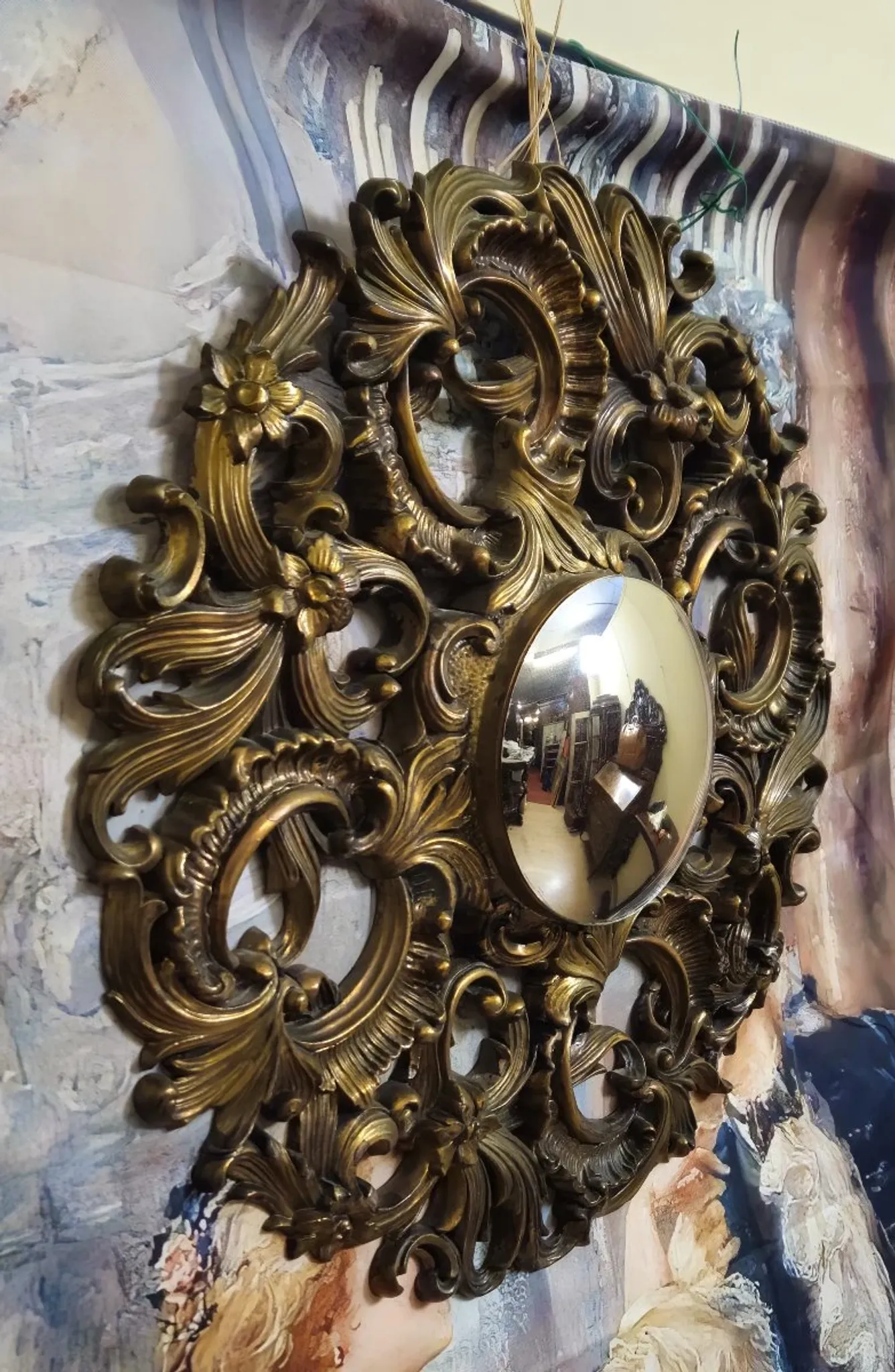 Antique gilded mirror in Baroque/Rococo style – Very richly carved frame