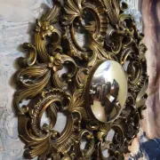Antique gilded mirror in Baroque/Rococo style – Very richly carved frame
