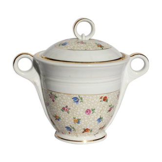 Vintage flower sugar bowl in real hard porcelain sfp