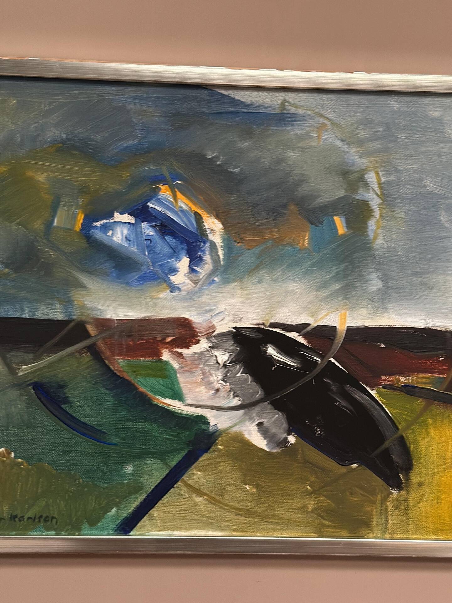 Huile sur toile originale suédoise – “Composition” par Holger Karlson