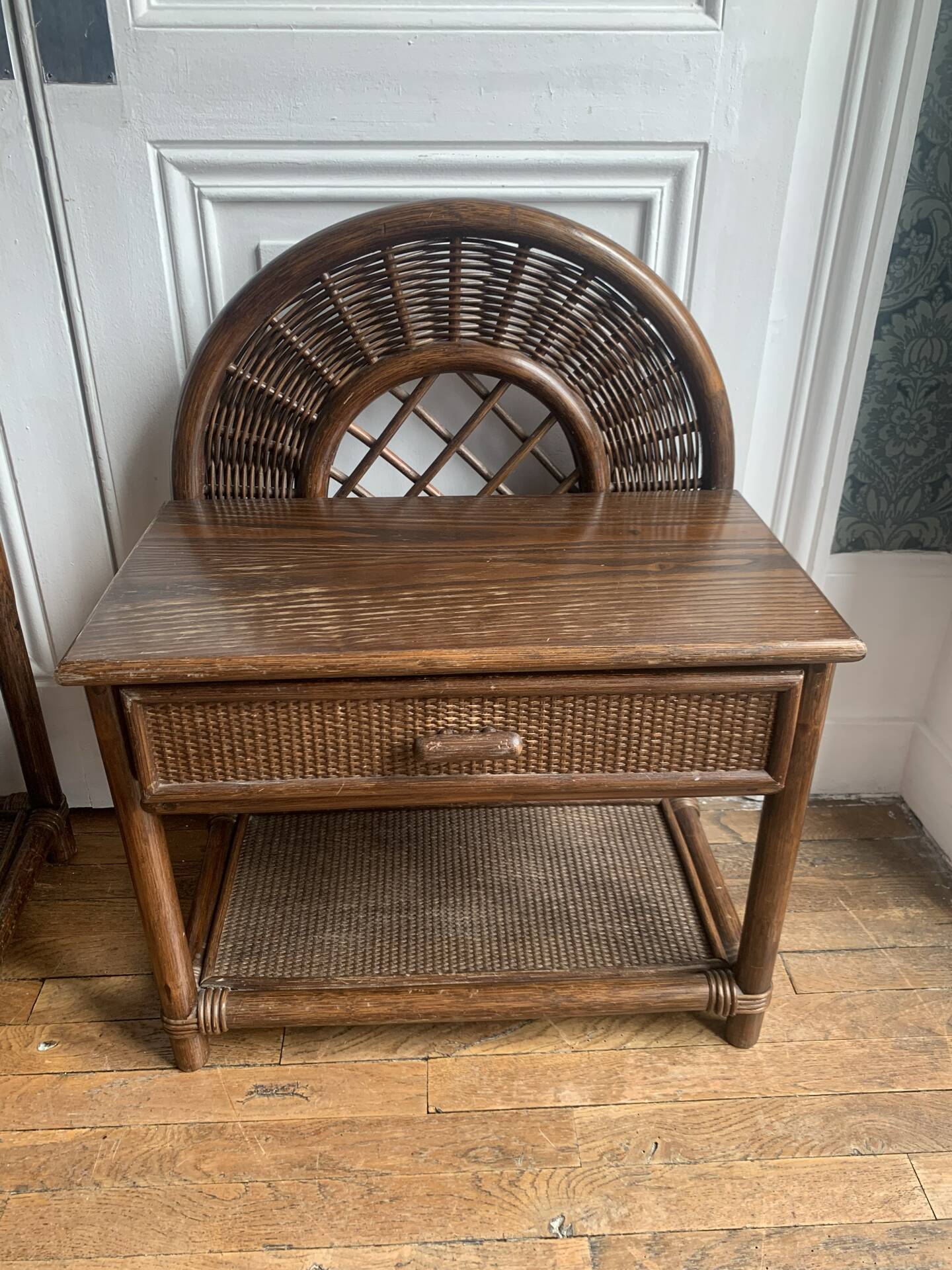 Pair of rattan bedside tables