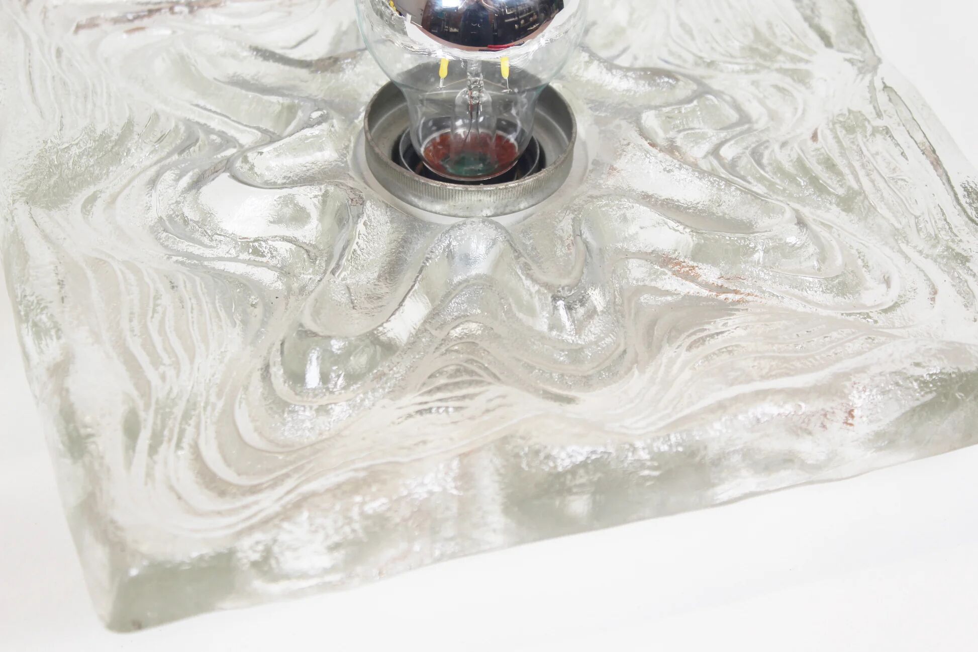 Large 1970s set of 'ice glass' wall lamps by Peill & Putzler