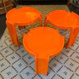 Set of 3 orange nesting tables from Kartell