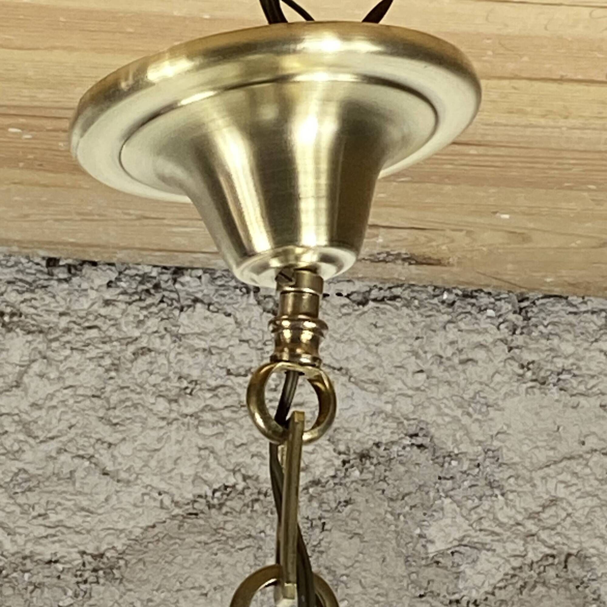 Suspension in white opaline glass and brass 1920 with a gilded brass chain.