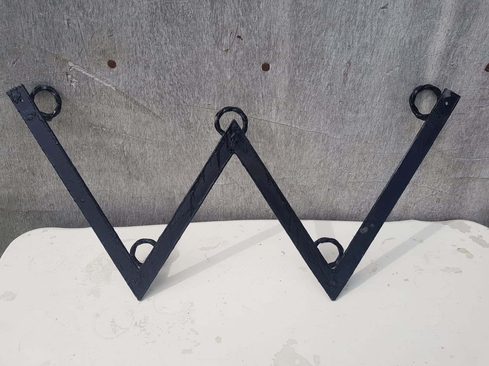 Wall coat door forged black 5 patères vintage decoration