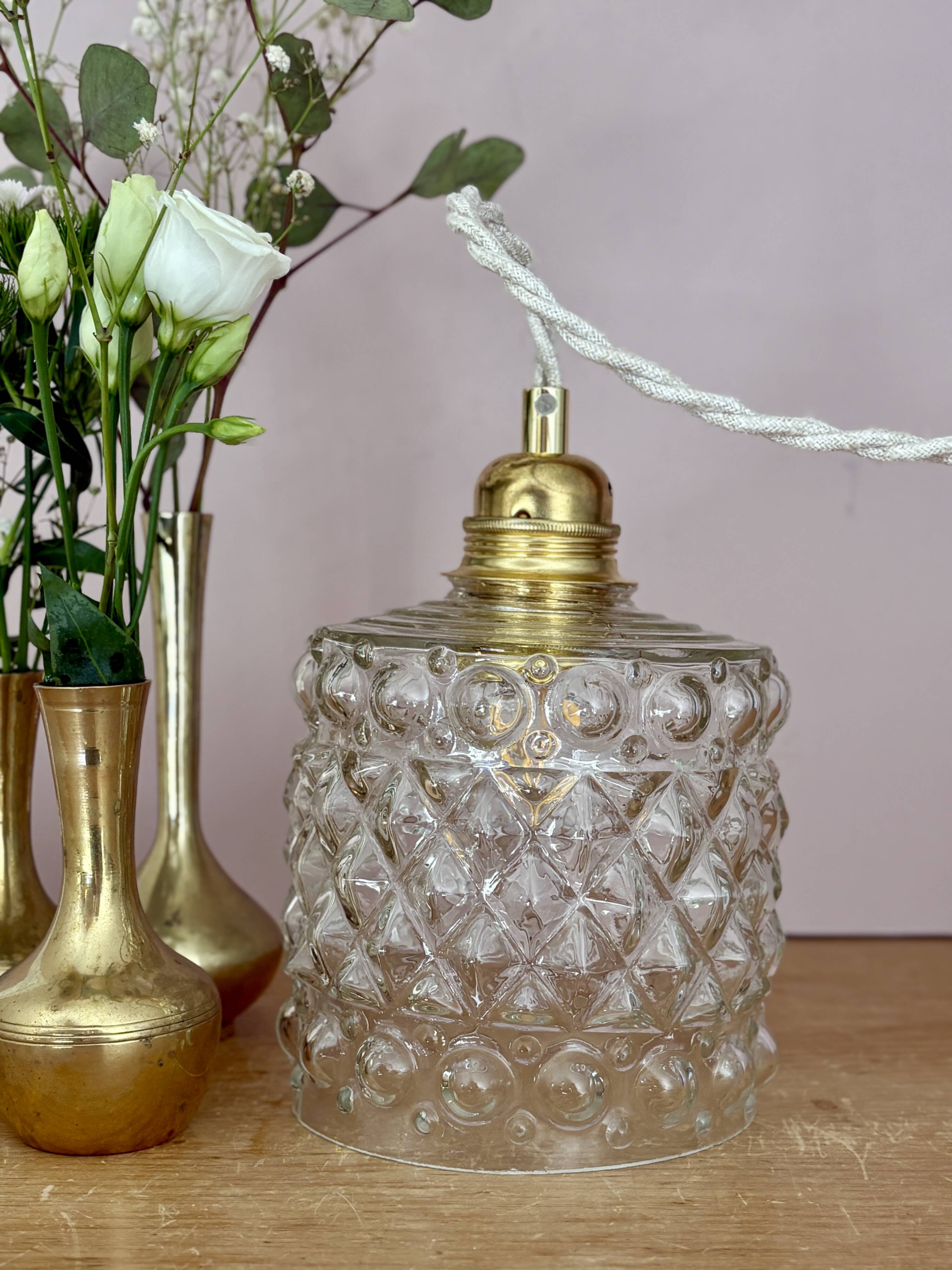 Suspension globe vintage en verre (GEO1)