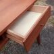 Teak veneer desk, curved feet