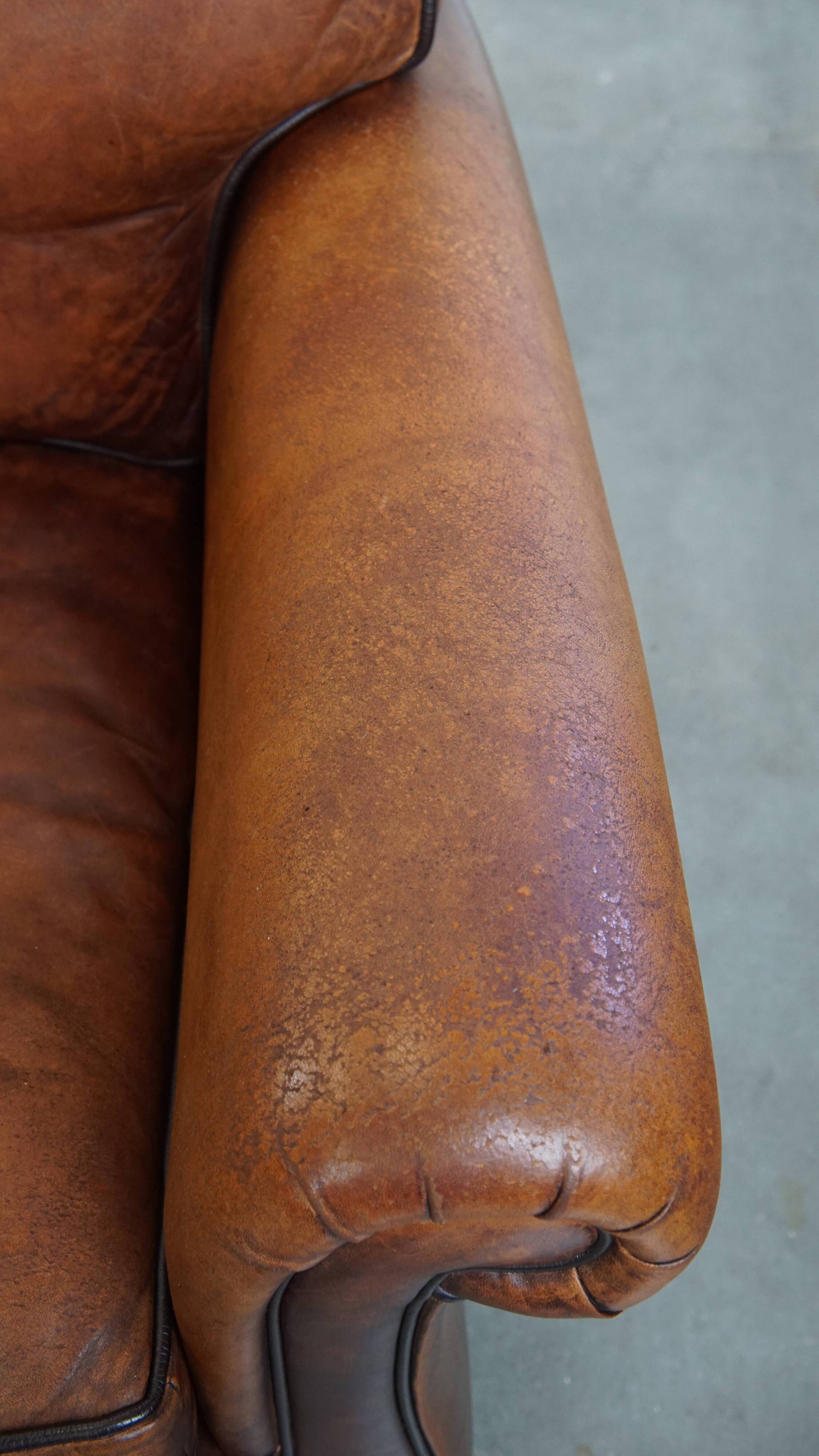 Set of 2 sheepskin leather armchair in English style