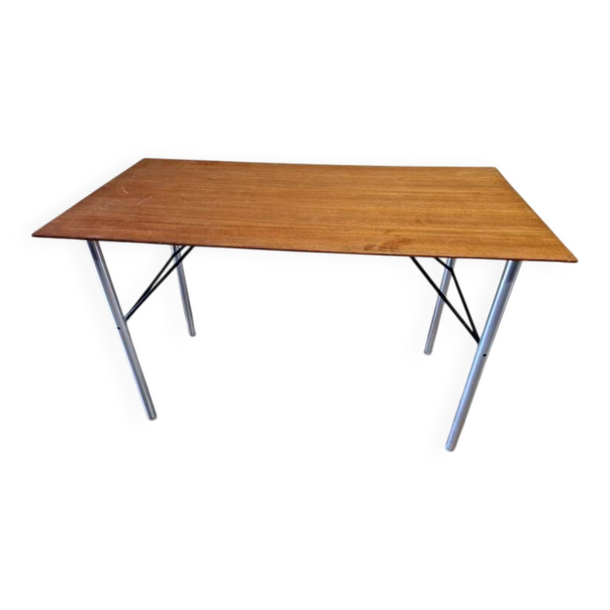 Etienne Fermigier (1932-1973) Aluminium table and black lacquered metal 1960