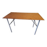 Etienne Fermigier (1932-1973) Aluminium table and black lacquered metal 1960