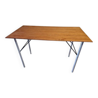 Etienne Fermigier (1932-1973) Aluminium table and black lacquered metal 1960