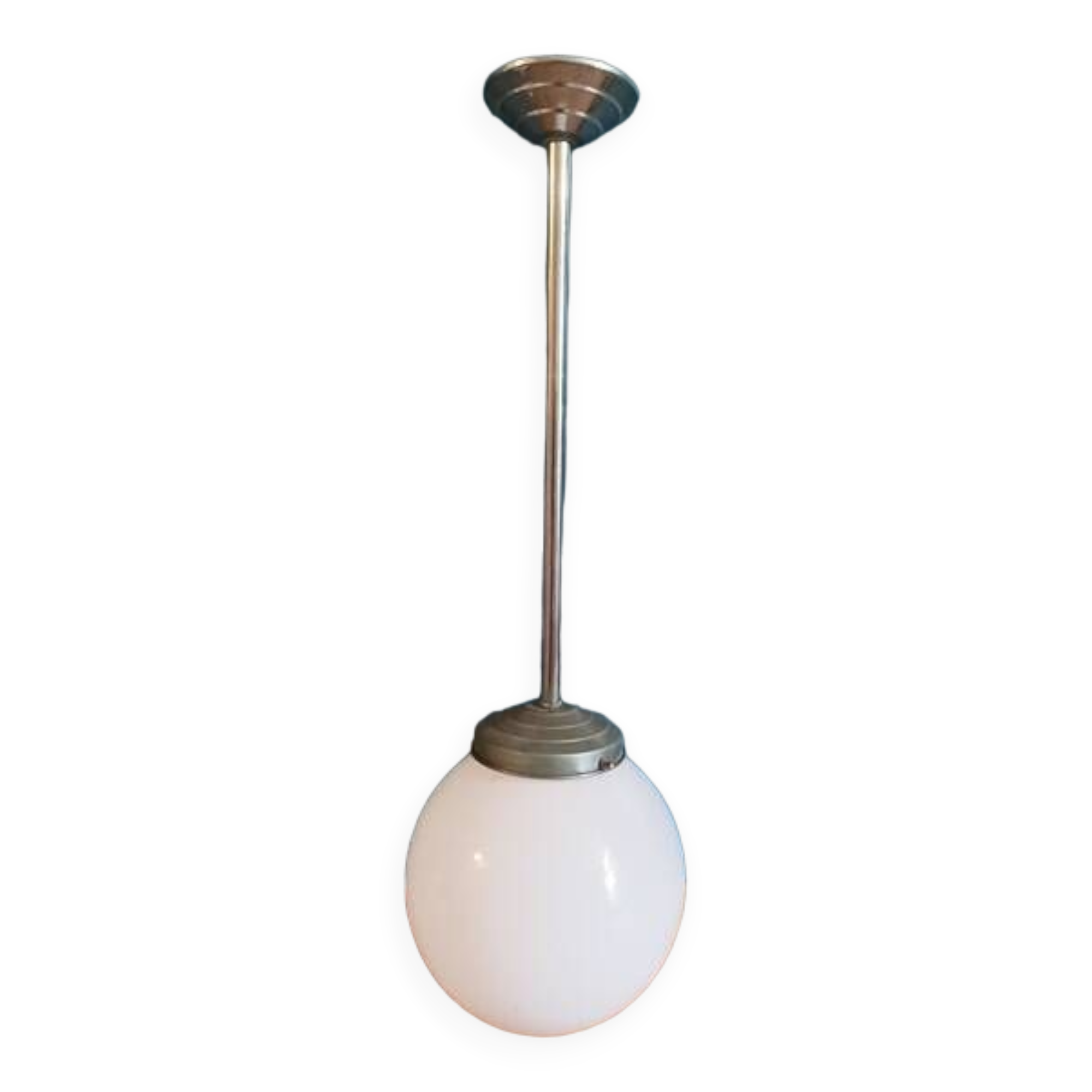 Chandelier suspension ceiling light globe opaline metal