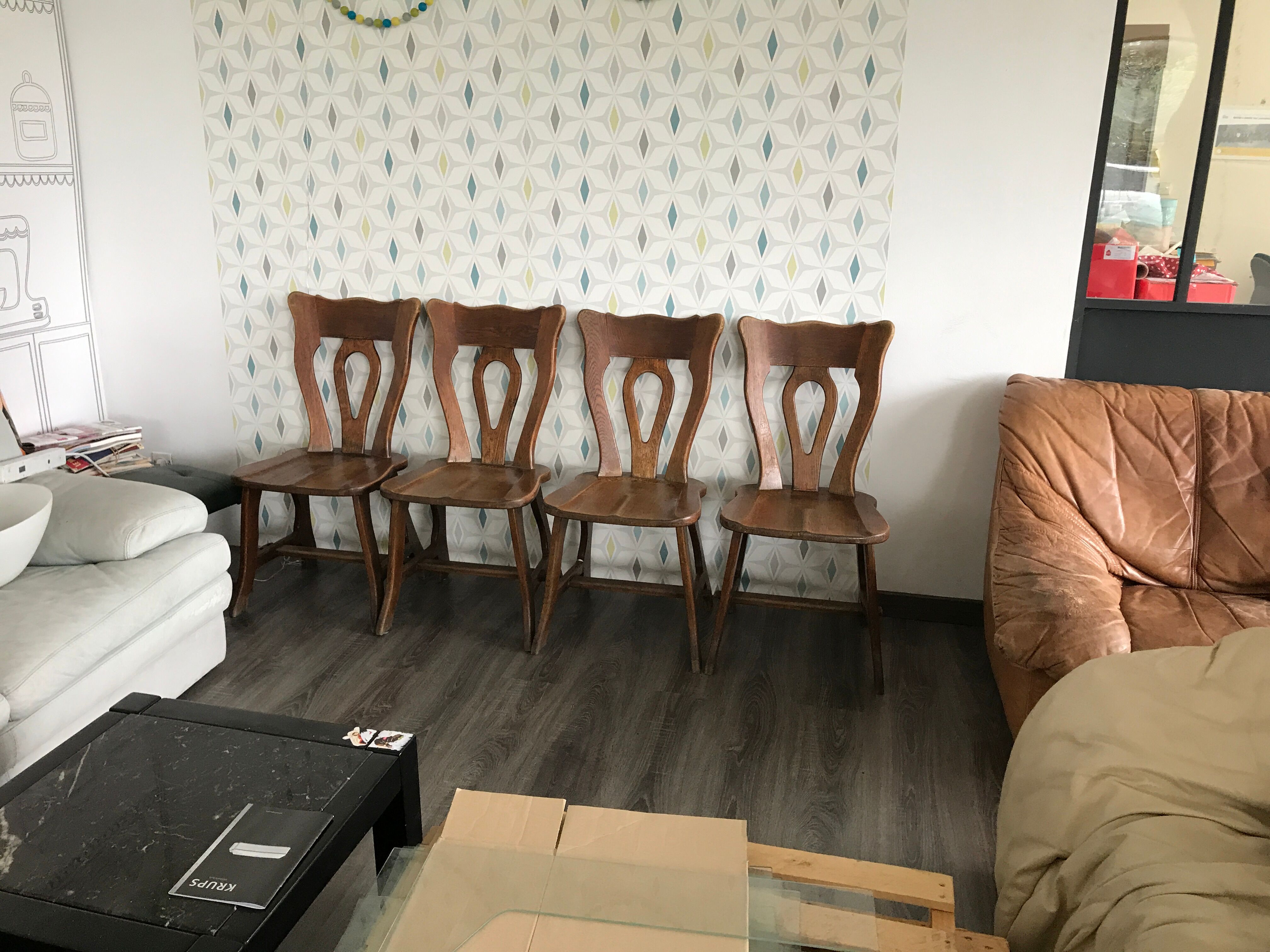 4 brutalist bistro chairs