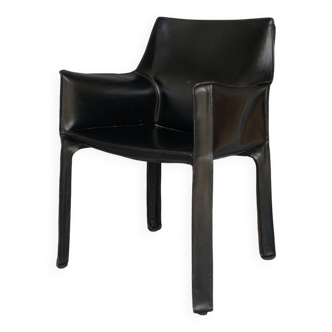 Leather 413 Cab Armchair by Mario Bellini for Cassina, 1970s