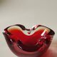 Murano Sommerso Ashtray/Vide Poche. Amber Iridescent Red Glass