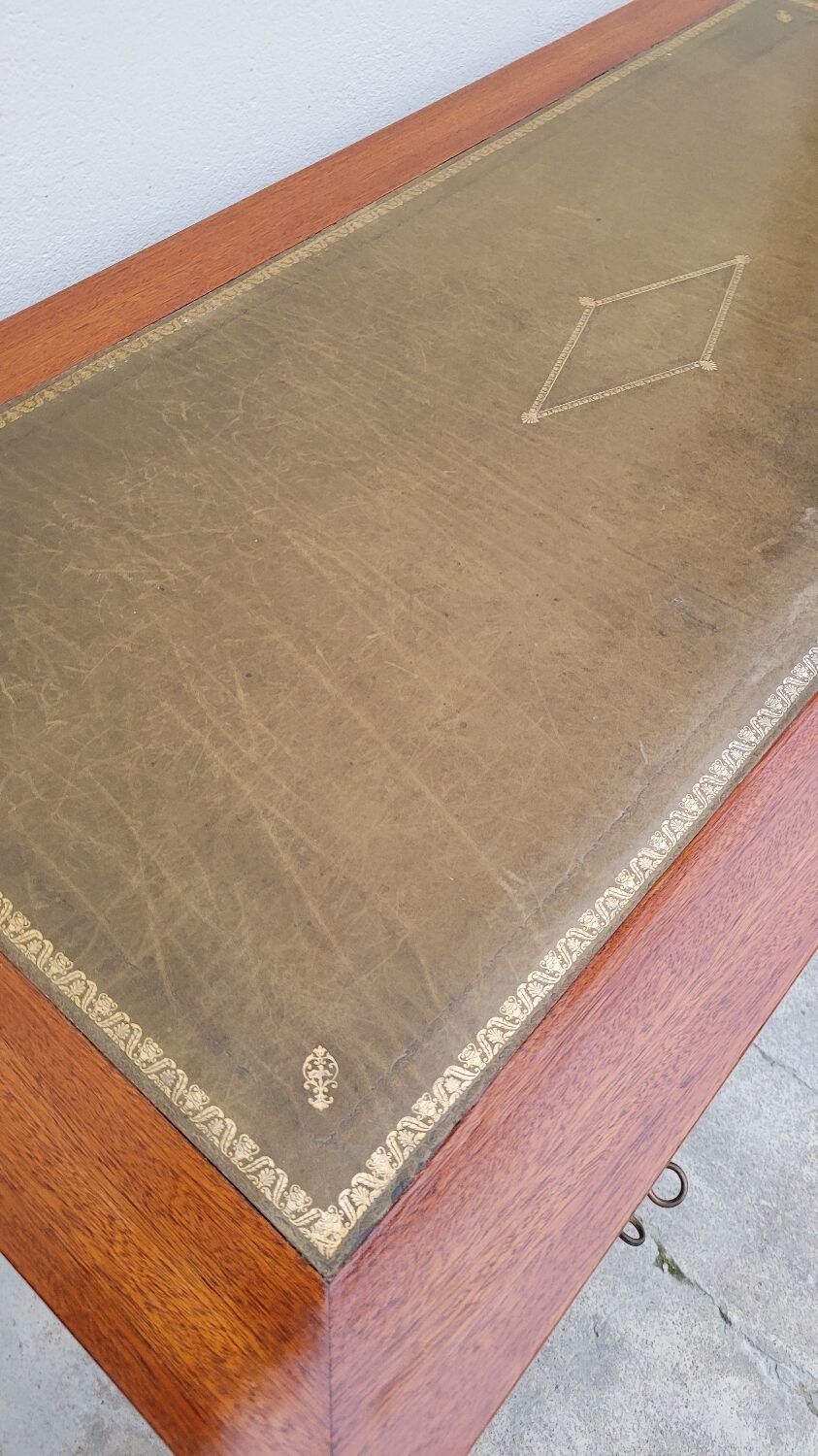 Louis XVI style flat desk in 19th century mahogany