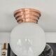 Vintage ceiling lamp, copper and art deco opaline, France 1930