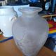 Frosted glass Art Deco vase – Raised relief deer decoration