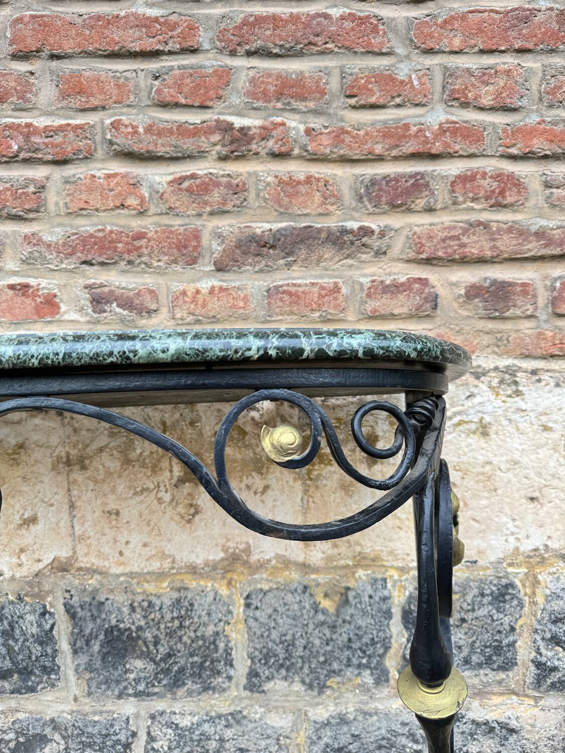 Black And Gold Lacquered Wrought Iron Console