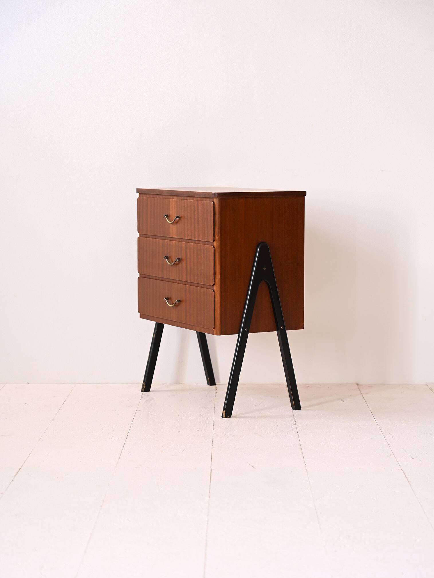 Teak bedside table with black details
