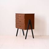 Teak bedside table with black details